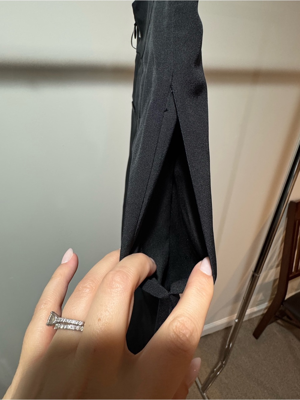 Tibi 100% Silk Black Wide-Leg Palazzo Pants - Picture 9 of 10